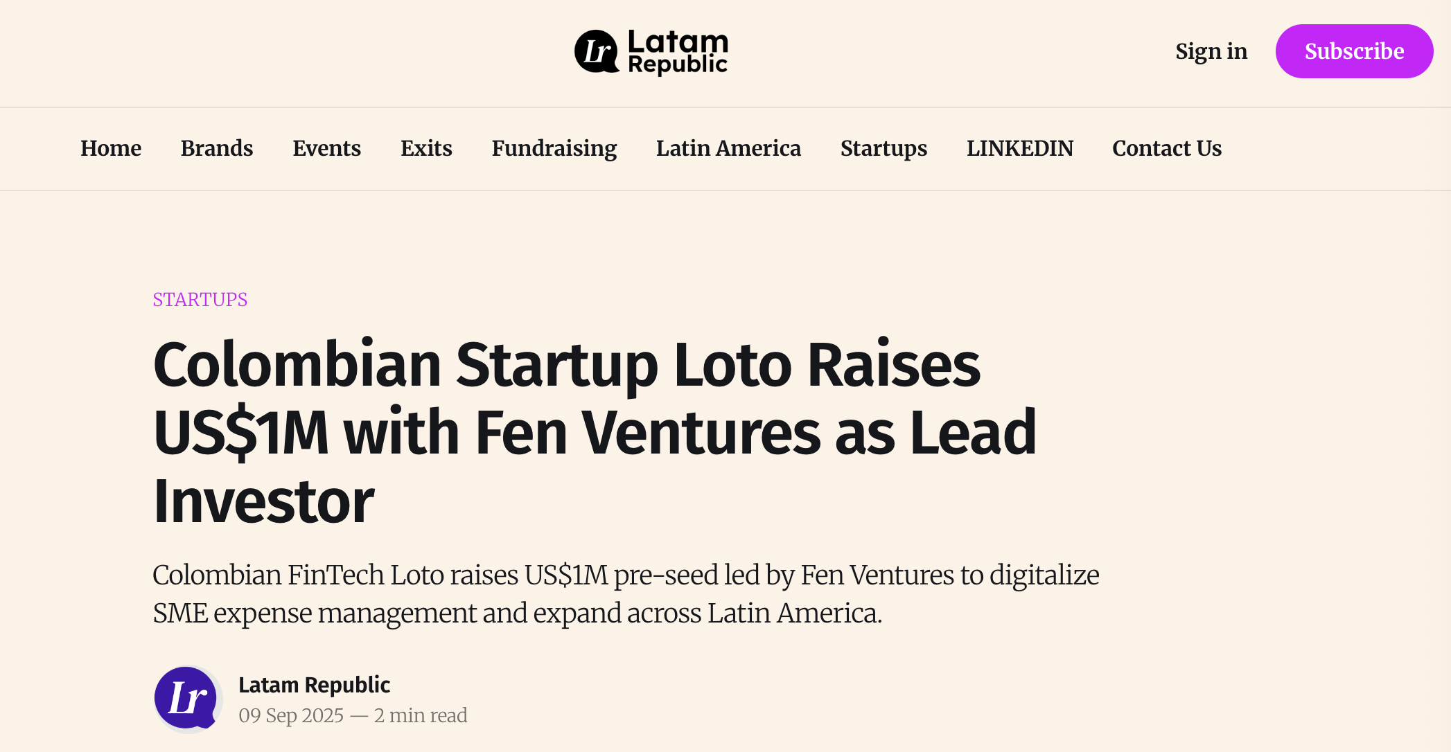 Colombian Startup Logo Raises US$1M with Fen Ventures as Lead Investor. Source: Latam Republic